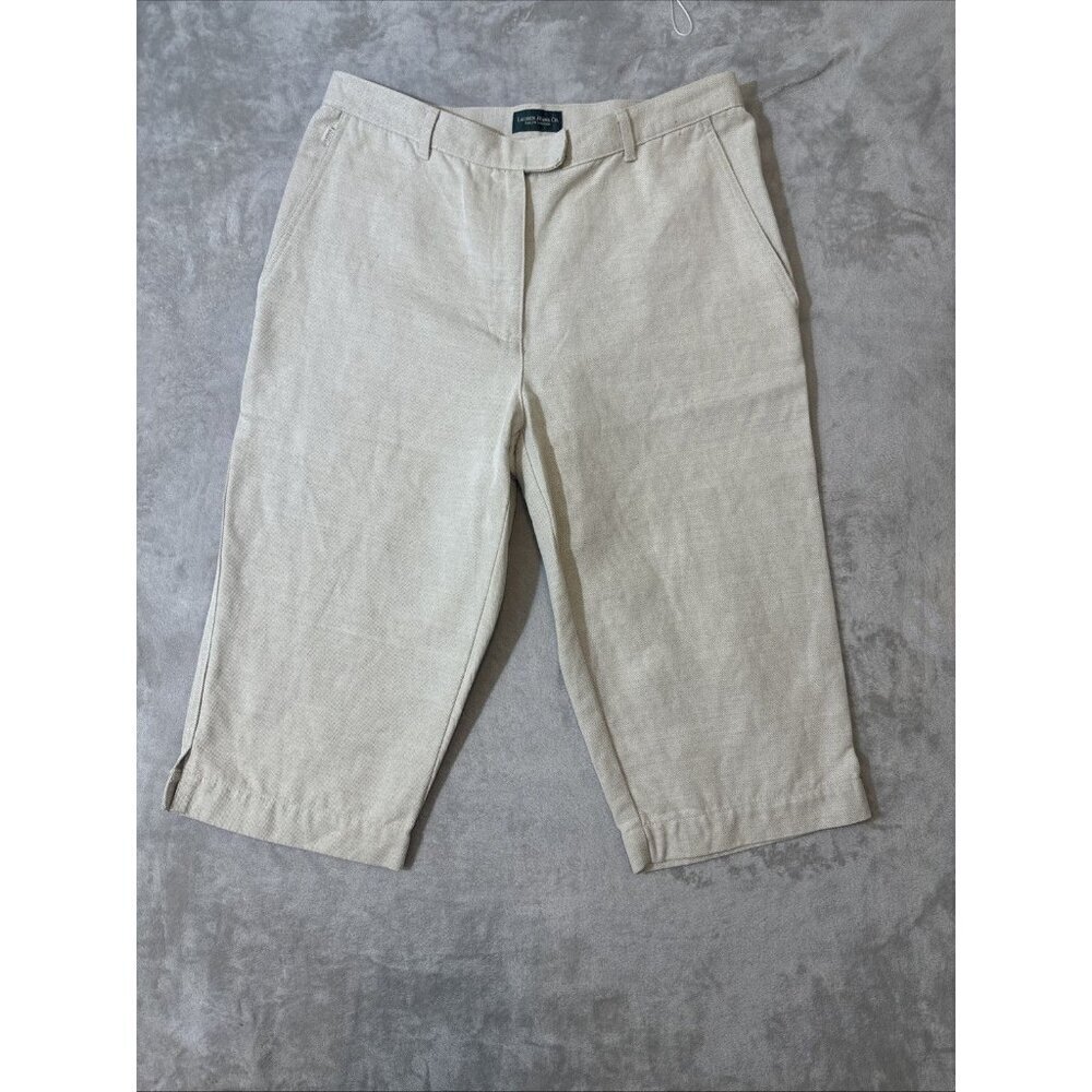 Lauren Jeans Co Ralph Lauren Capri Pants Linen Blend Beige Women's Size 14